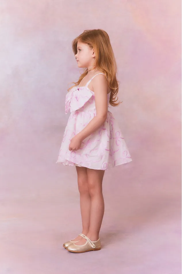 Kids LoveShackFancy Girls Girls Alejandra Bow Dress Pink Mystique