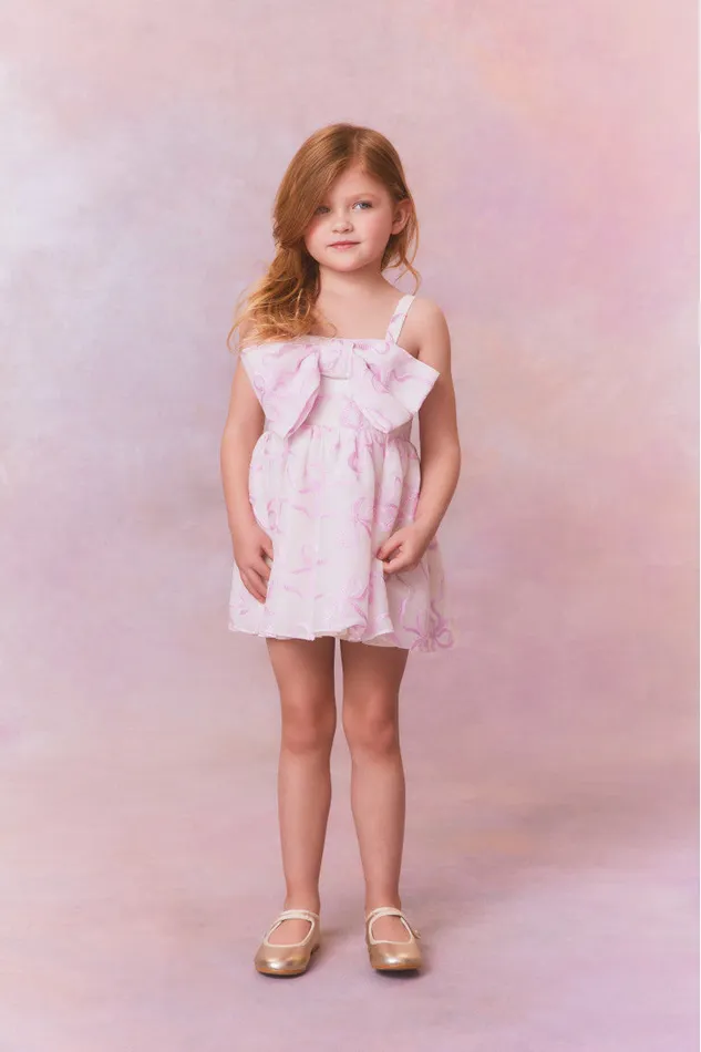 Kids LoveShackFancy Girls Girls Alejandra Bow Dress Pink Mystique