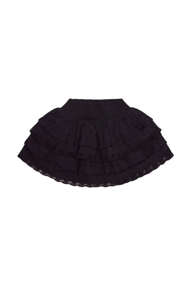 Kids LoveShackFancy Girls Girls Billie Cotton Mini Skirt Black