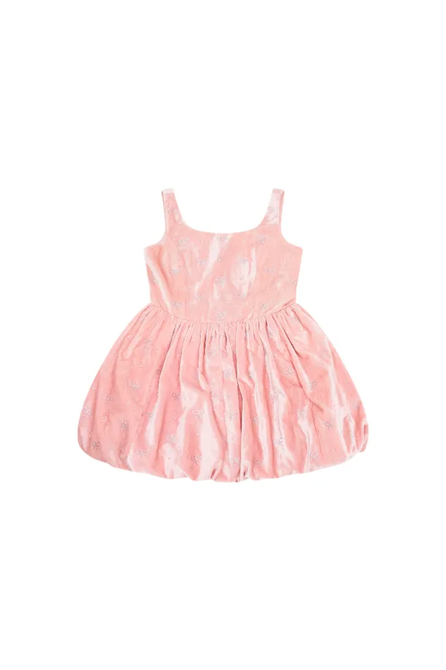 Kids LoveShackFancy Girls Girls Eilie Velvet Mini Dress Ballet Pink