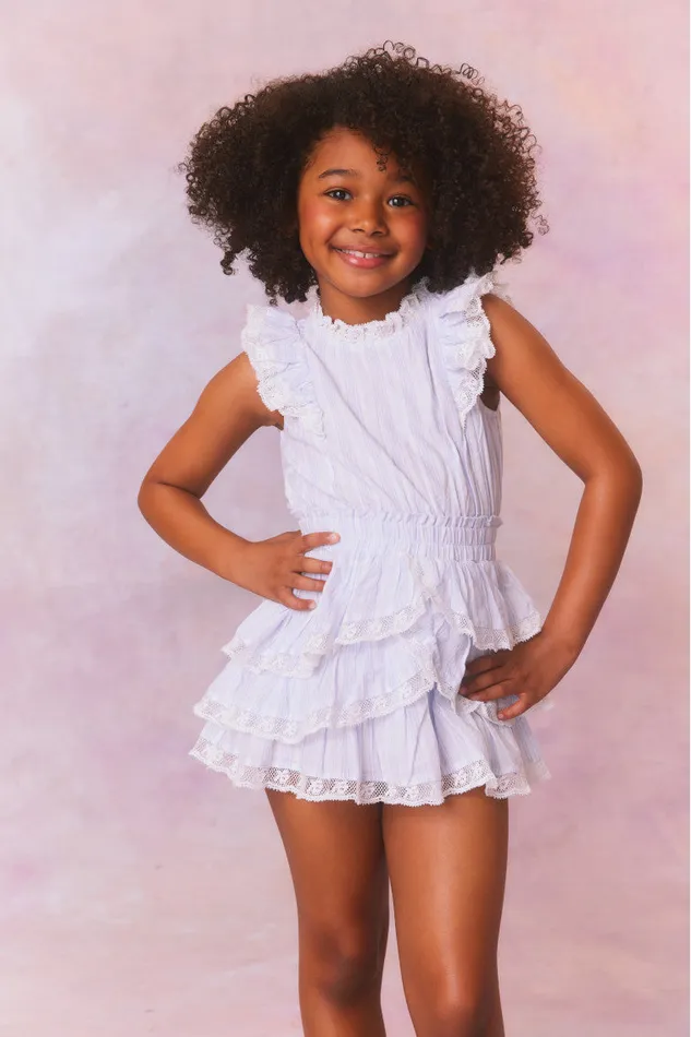 Kids LoveShackFancy Girls Girls Janelly Cotton Stripe Dress Vintage Voyage