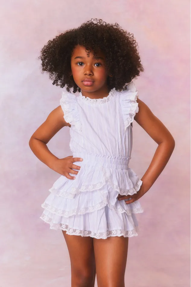Kids LoveShackFancy Girls Girls Janelly Cotton Stripe Dress Vintage Voyage