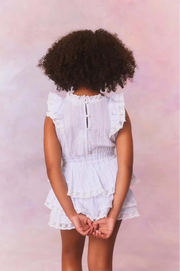Kids LoveShackFancy Girls Girls Janelly Cotton Stripe Dress Vintage Voyage