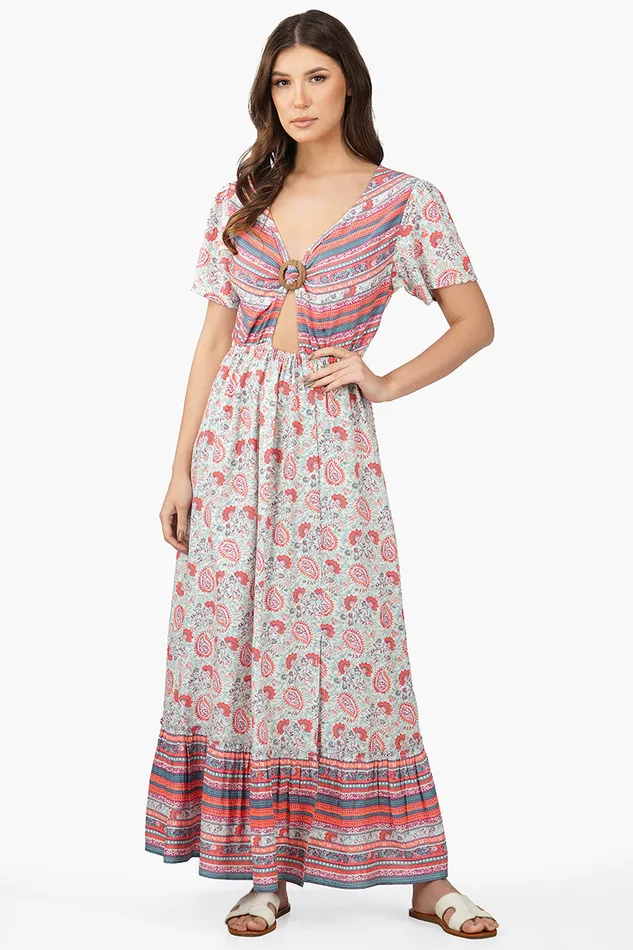 Kira Front Knot Maxi Dress Women Dresses America and Beyond