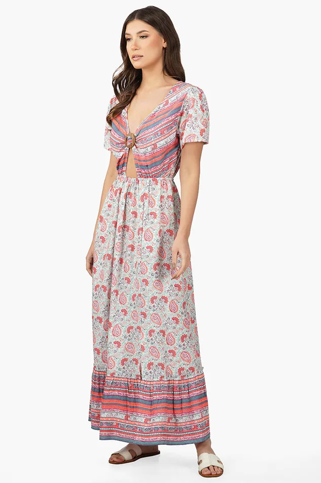 Kira Front Knot Maxi Dress Women Dresses America and Beyond