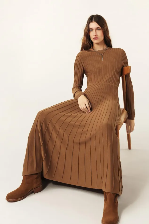 Knit Midaxi Dress Jazia Gray Women Baandsh Dresses