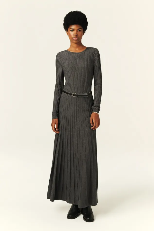 Knit Midaxi Dress Jazia Gray Women Baandsh Dresses
