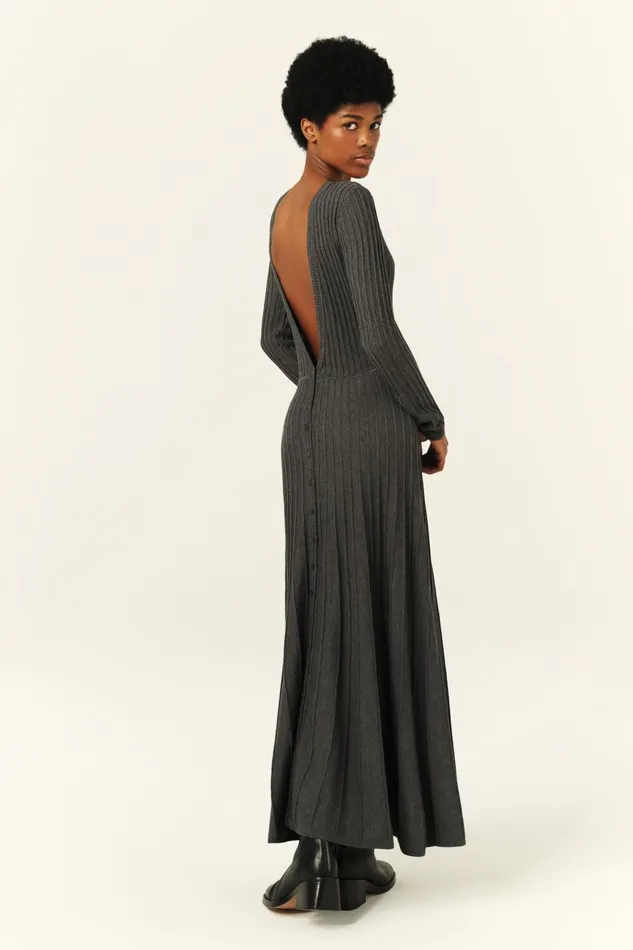 Knit Midaxi Dress Jazia Gray Women Baandsh Dresses