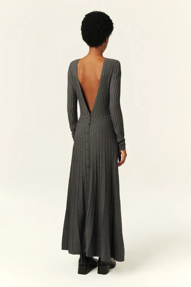 Knit Midaxi Dress Jazia Gray Women Baandsh Dresses