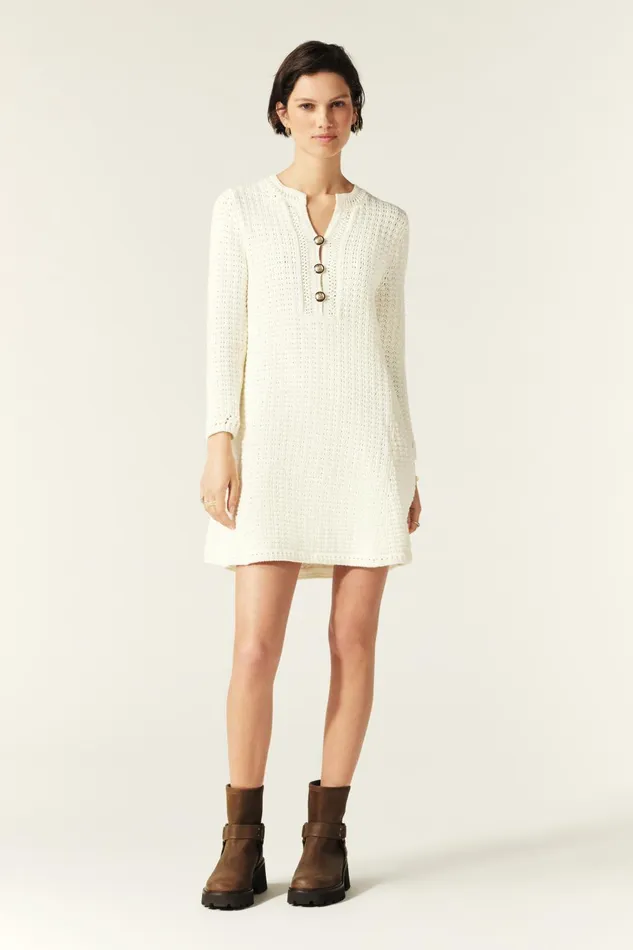Knit Mini Dress Gysele OffWhite Women Baandsh Dresses