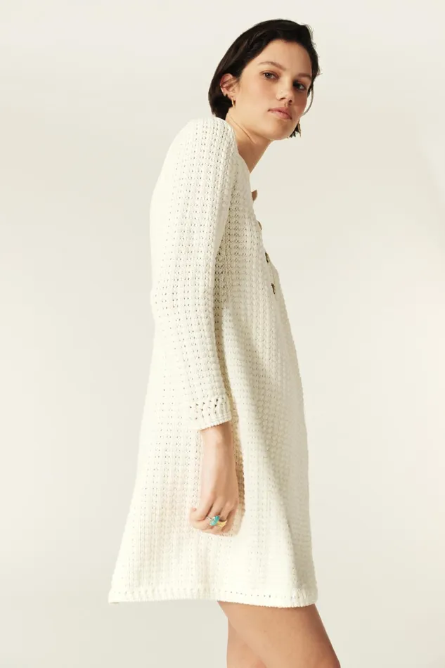 Knit Mini Dress Gysele OffWhite Women Baandsh Dresses