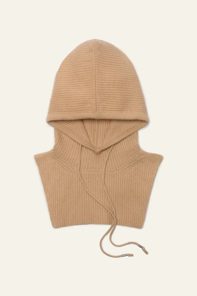 Knitted Hood Cadetto Brown Women Baandsh Scarves and Beanies