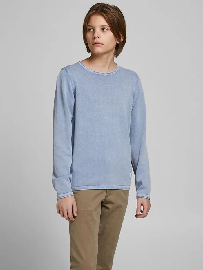 Knitwear JACK and JONES Junior BOYS TEXTURED KNITTED PULLOVER Blue Faded Denim Gift 4 You Knitwear JACK and JONES Junior BOYS TEXTURED KNITTED PULLOVER Blue Faded Denim Gift 4 You