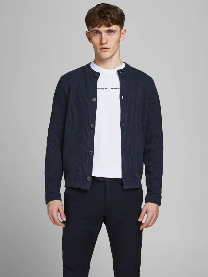 Knitwear JACK and JONES Mens CLASSIC CARDIGAN Blue India Ink Casaul