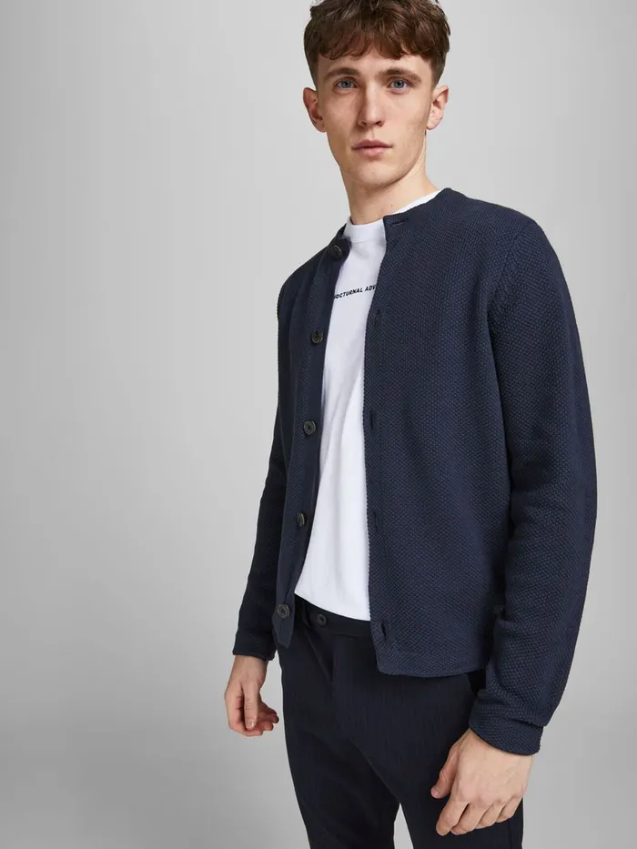Knitwear JACK and JONES Mens CLASSIC CARDIGAN Blue India Ink Casaul