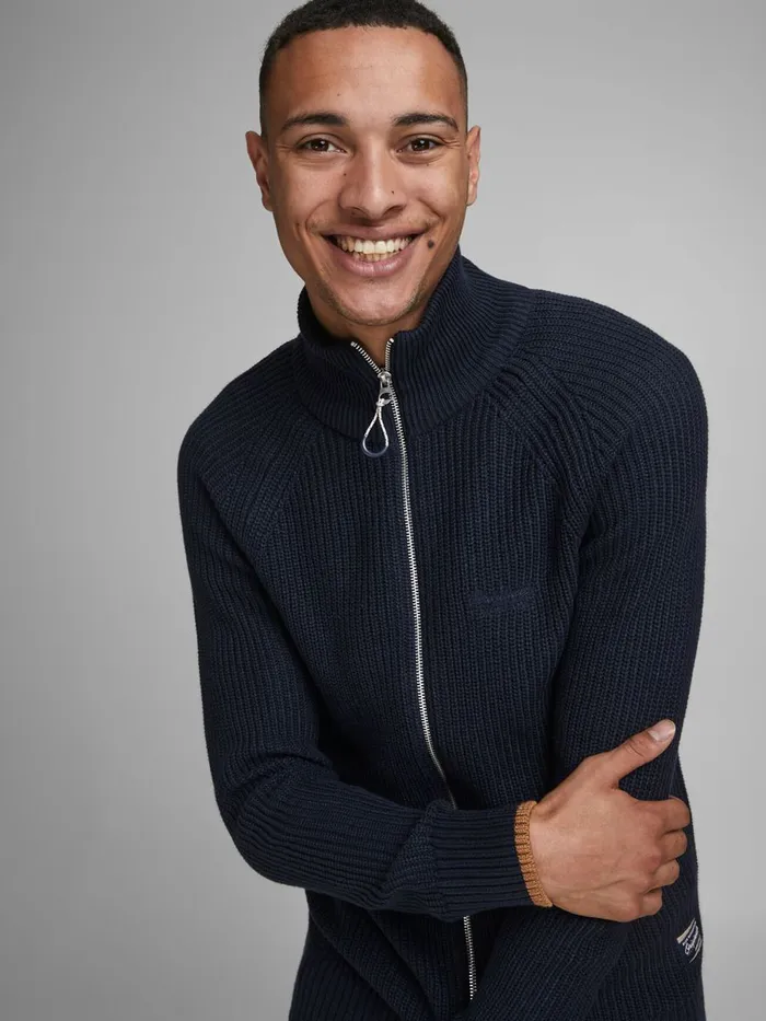 Knitwear JACK and JONES Mens COTTON BLEND KNITTED JUMPER Blue Sky Captain Popular