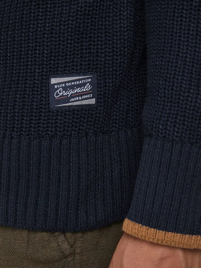 Knitwear JACK and JONES Mens COTTON BLEND KNITTED JUMPER Blue Sky Captain Popular