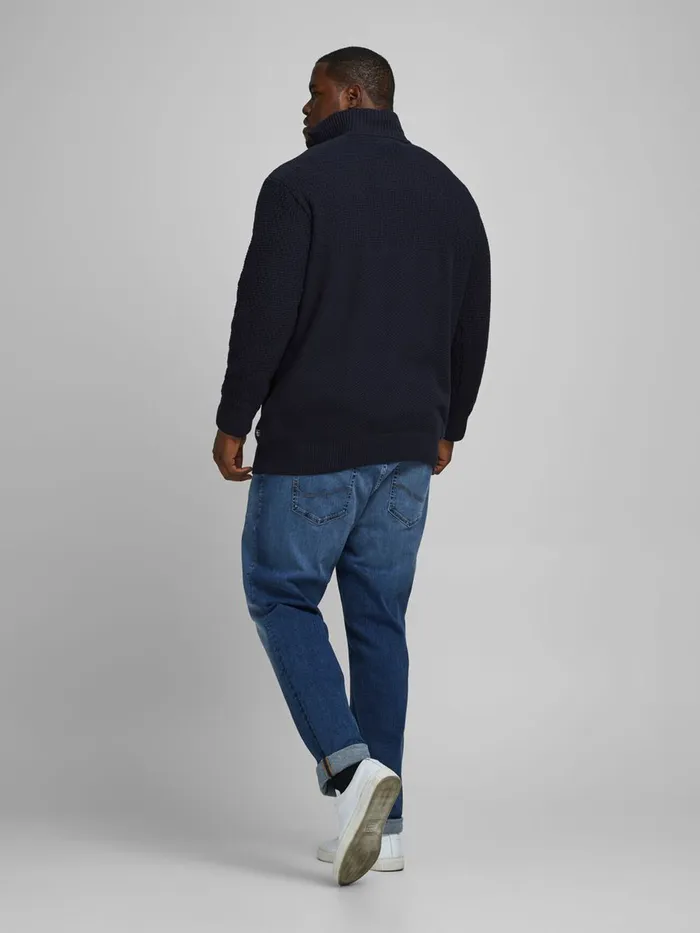 Knitwear JACK and JONES Mens HALF ZIP PLUS SIZE PULLOVER Blue Navy Blazer Gift for Friend