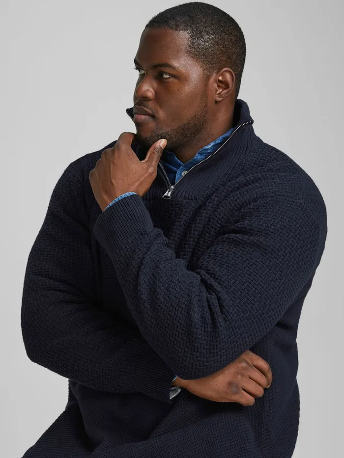 Knitwear JACK and JONES Mens HALF ZIP PLUS SIZE PULLOVER Blue Navy Blazer Gift for Friend