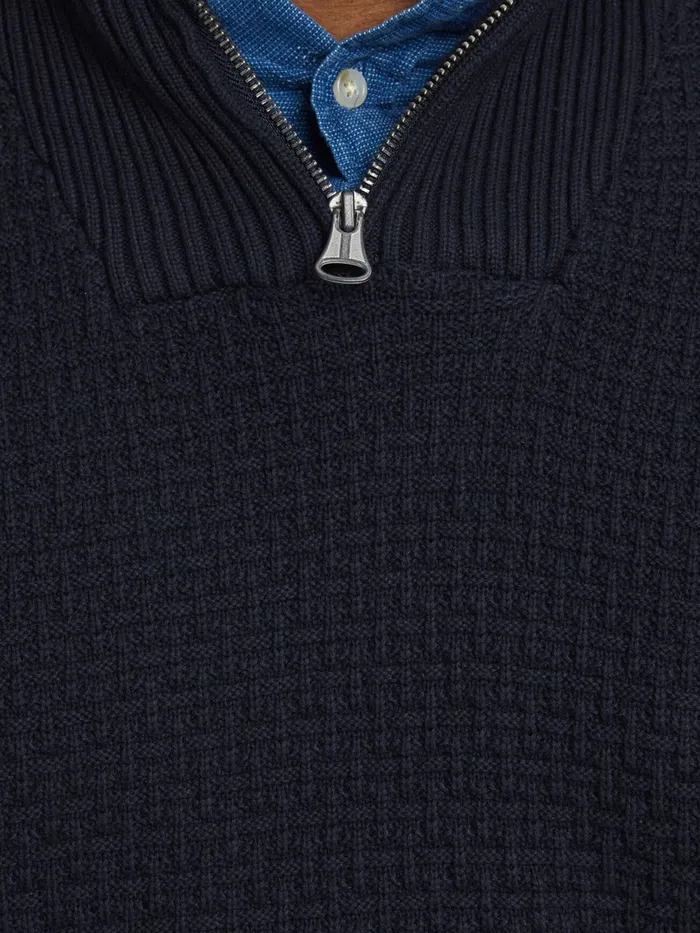 Knitwear JACK and JONES Mens HALF ZIP PLUS SIZE PULLOVER Blue Navy Blazer Gift for Friend