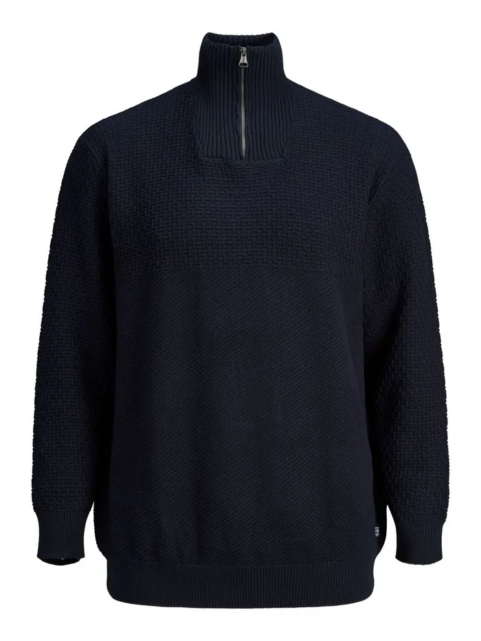 Knitwear JACK and JONES Mens HALF ZIP PLUS SIZE PULLOVER Blue Navy Blazer Gift for Friend