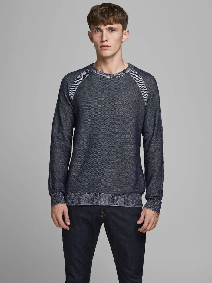 Knitwear JACK and JONES Mens ORGANIC COTTON KNITTED PULLOVER Blue Navy Blazer Cheap On Sale Knitwear JACK and JONES Mens ORGANIC COTTON KNITTED PULLOVER Blue Navy Blazer Cheap On Sale