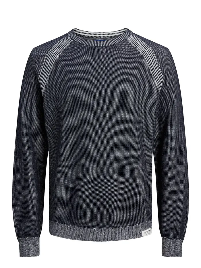 Knitwear JACK and JONES Mens ORGANIC COTTON KNITTED PULLOVER Blue Navy Blazer Cheap On Sale