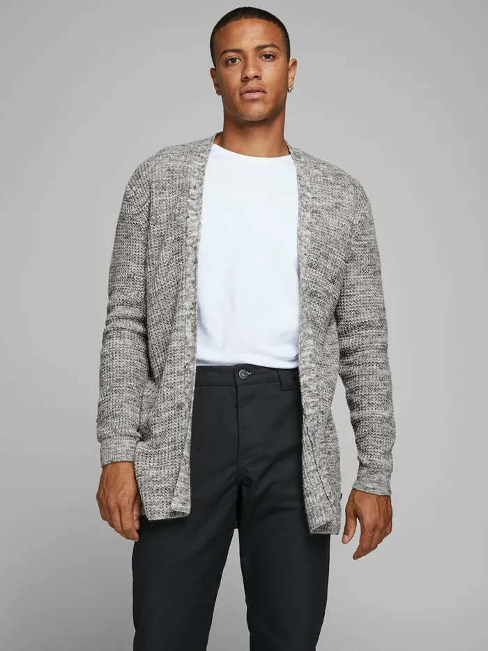 Knitwear JACK and JONES Mens RECYCLED POLYESTER CARDIGAN Grey Light Grey Melange Cheap On Sale Knitwear JACK and JONES Mens RECYCLED POLYESTER CARDIGAN Grey Light Grey Melange Cheap On Sale