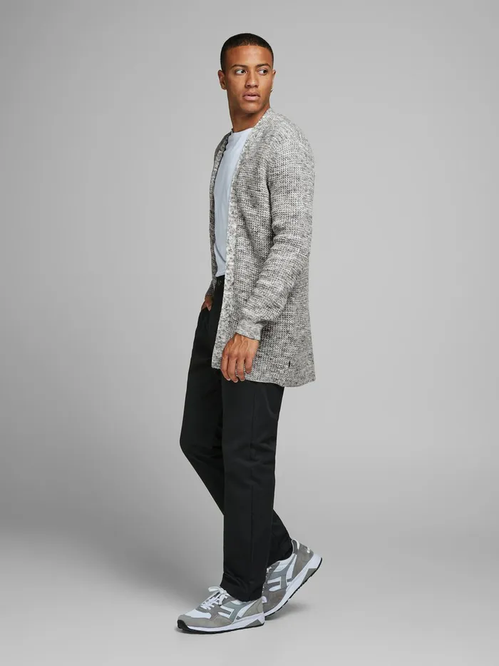 Knitwear JACK and JONES Mens RECYCLED POLYESTER CARDIGAN Grey Light Grey Melange Cheap On Sale