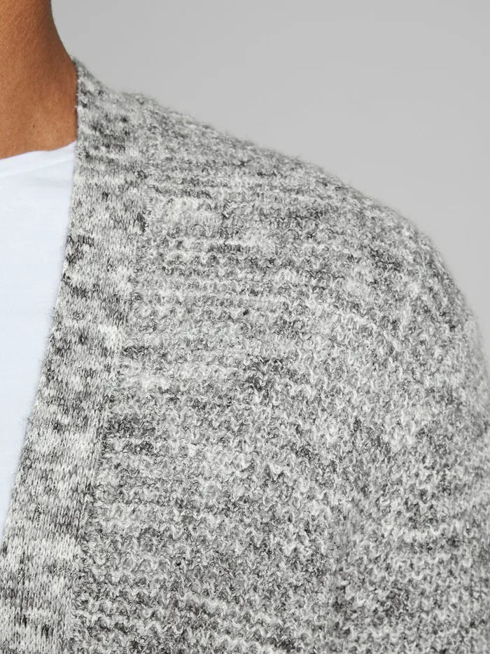 Knitwear JACK and JONES Mens RECYCLED POLYESTER CARDIGAN Grey Light Grey Melange Cheap On Sale