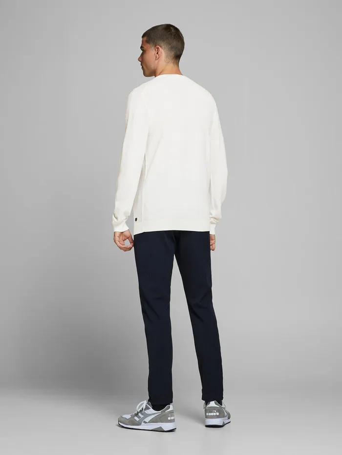 Knitwear JACK and JONES Mens RECYCLED POLYESTER KNITTED PULLOVER White Blanc de Blanc Gift for Friend