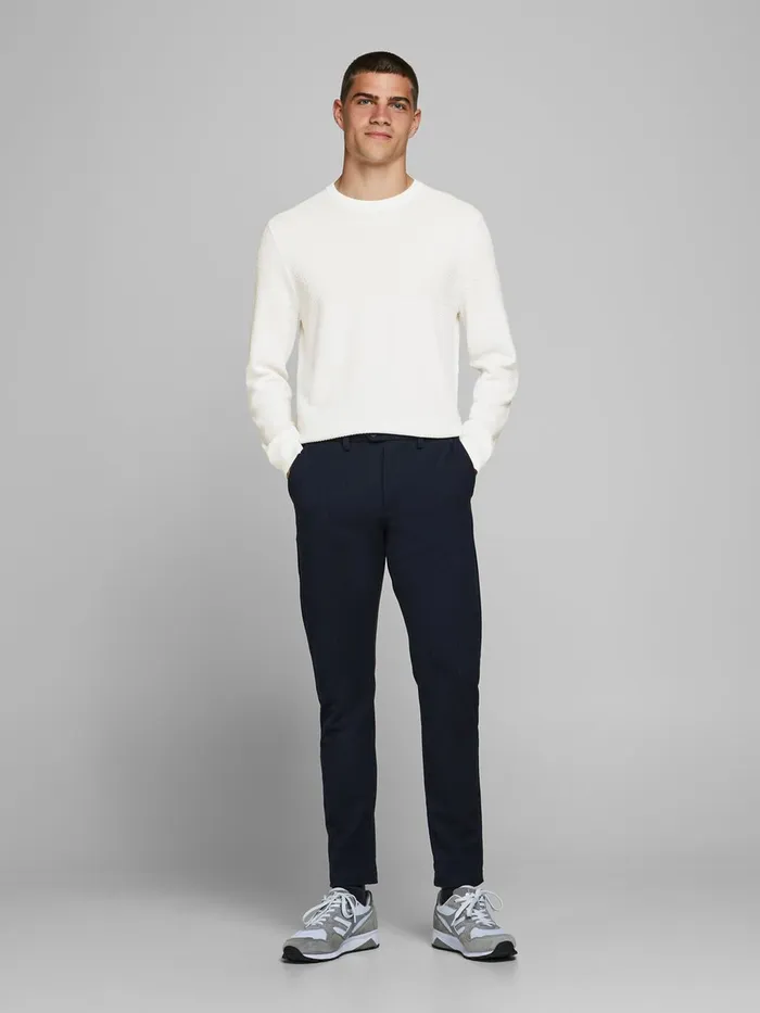Knitwear JACK and JONES Mens RECYCLED POLYESTER KNITTED PULLOVER White Blanc de Blanc Gift for Friend