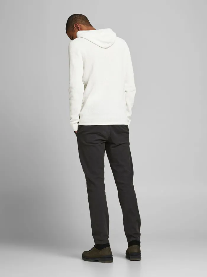 Knitwear JACK and JONES Mens TEXTURED HOODED KNITTED JUMPER White Cloud Dancer For Sale
