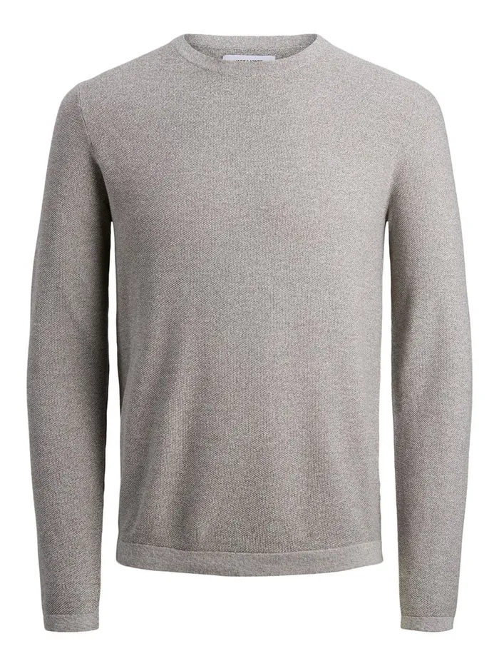 Knitwear JACK and JONES Mens TEXTURED JUMPER Grey Grey Melange Cheap On Sale