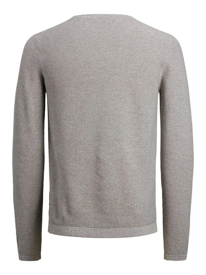 Knitwear JACK and JONES Mens TEXTURED JUMPER Grey Grey Melange Cheap On Sale