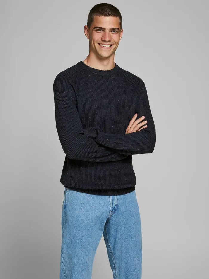 Knitwear JACK and JONES Mens TEXTURED KNITTED PULLOVER Blue Sky Captain Gift 4 You