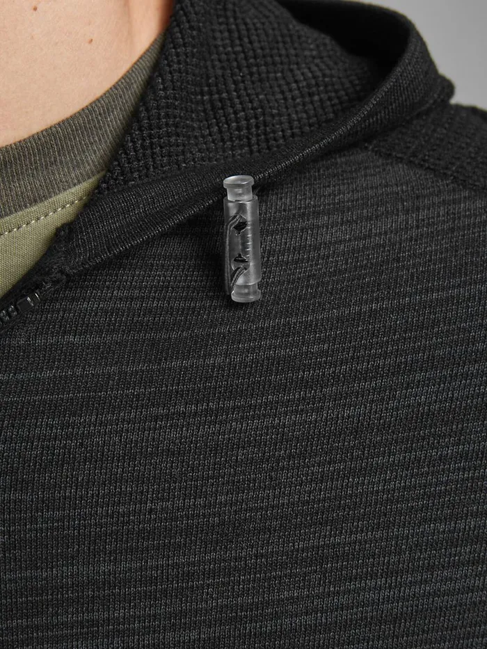 Knitwear JACK and JONES Mens TEXTURED ZIP CARDIGAN Black Black Online