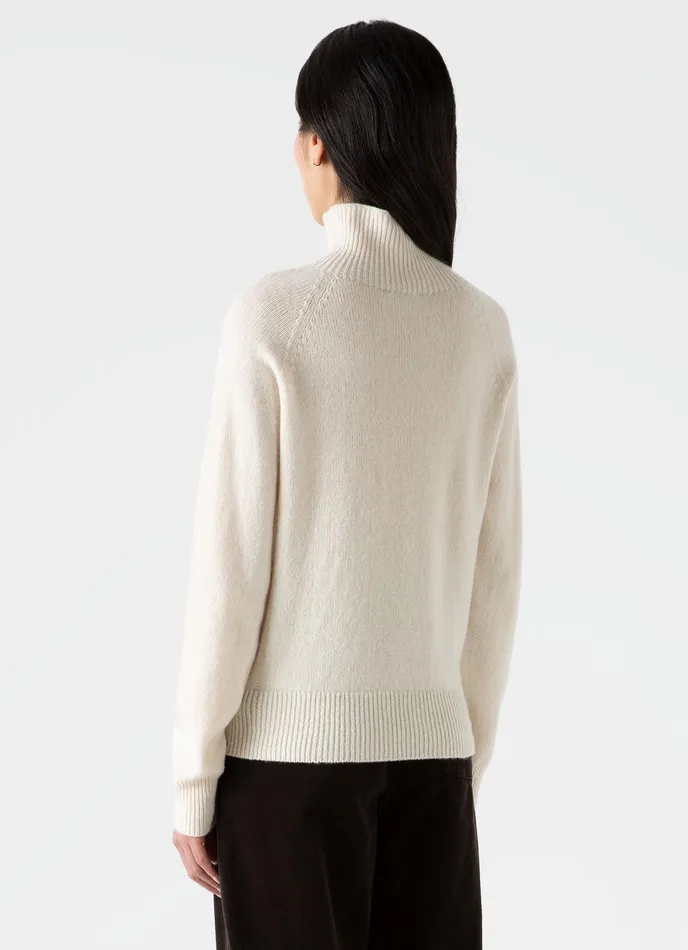 Knitwear ussunspel Women Lambswool Funnel Neck Jumper Ecru Knitwear ussunspel Women Lambswool Funnel Neck Jumper Ecru