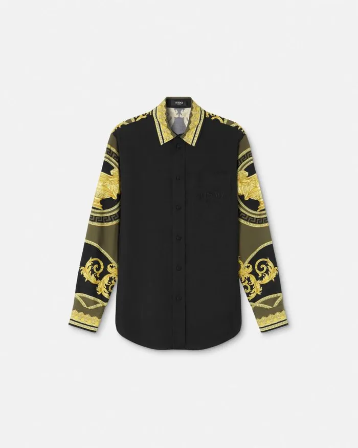 La Coupe Des Dieux Paneled Shirt Blackprint Men Versace Shirts