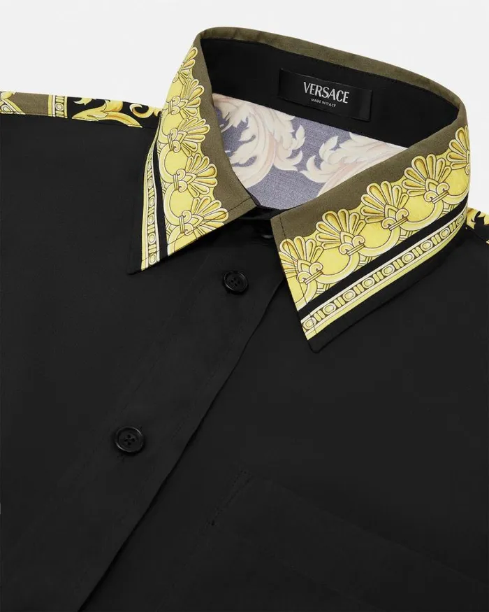La Coupe Des Dieux Paneled Shirt Blackprint Men Versace Shirts