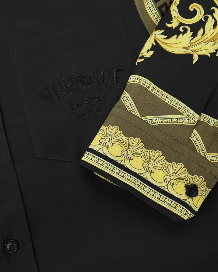 La Coupe Des Dieux Paneled Shirt Blackprint Men Versace Shirts