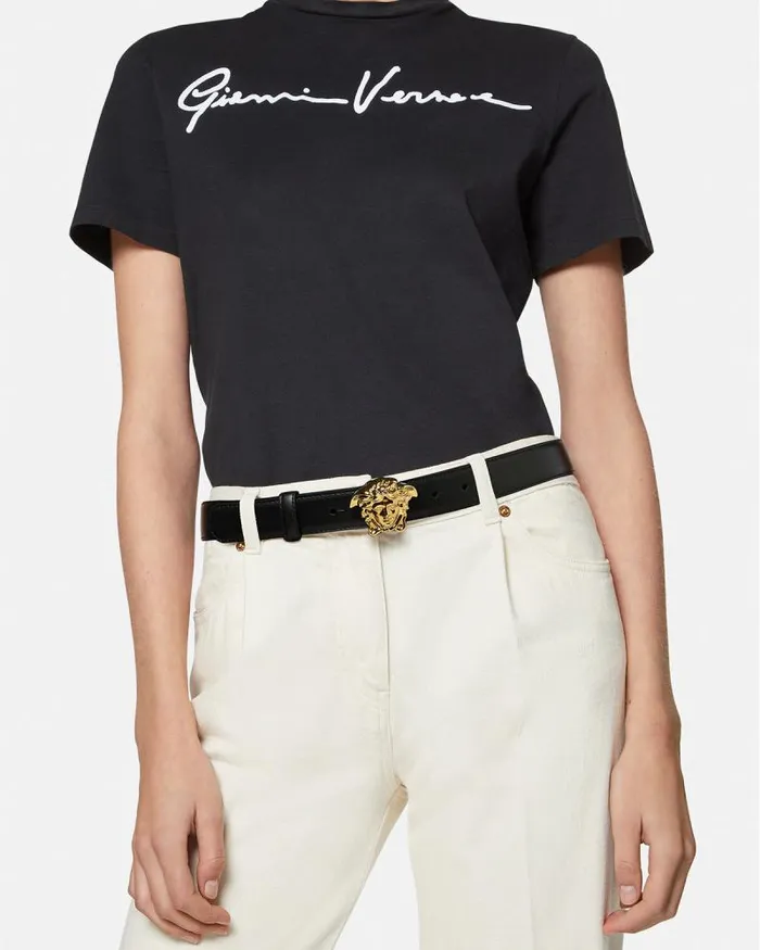 La Medusa Leather Belt 3 Cm Black Women Versace Belts