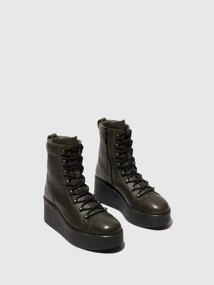 Laceup Ankle Boots HAND247FLY DK GREEN Women Fly London Ankle Boots