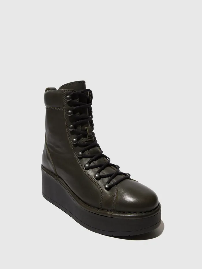 Laceup Ankle Boots HAND247FLY DK GREEN Women Fly London Ankle Boots