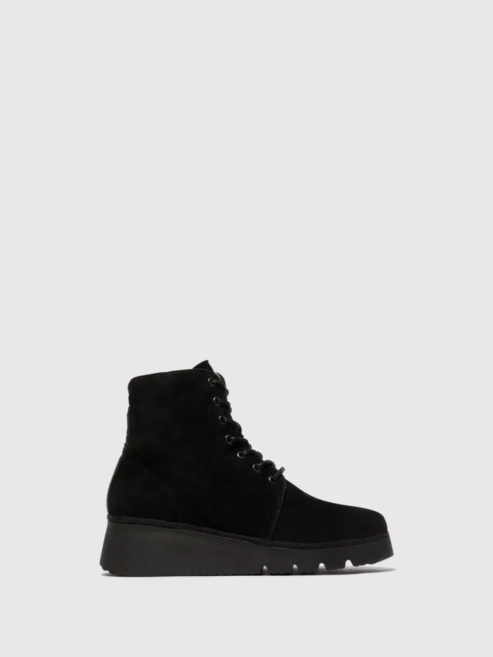 Laceup Ankle Boots PALL404FLY KID SUEDE BLACK Women Fly London Ankle Boots