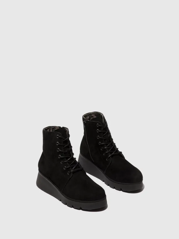 Laceup Ankle Boots PALL404FLY KID SUEDE BLACK Women Fly London Ankle Boots