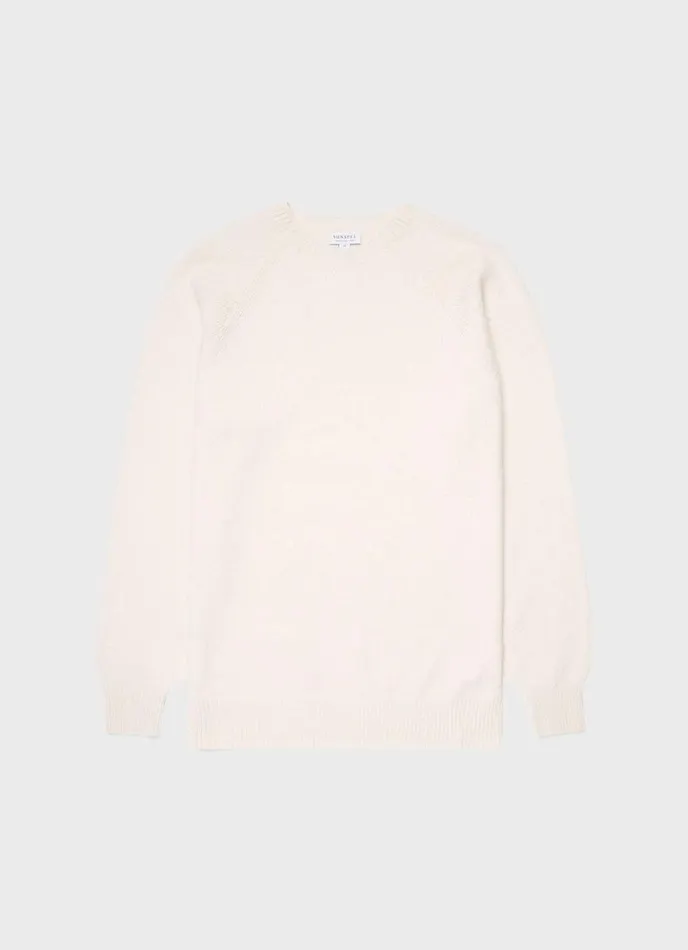 Lambswool Crew Neck Jumper Ecru Men SUNSPEL Knitwear