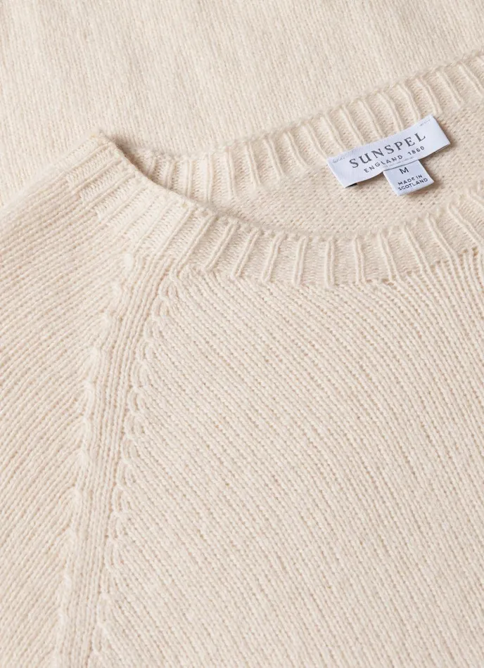 Lambswool Crew Neck Jumper Ecru Men SUNSPEL Knitwear