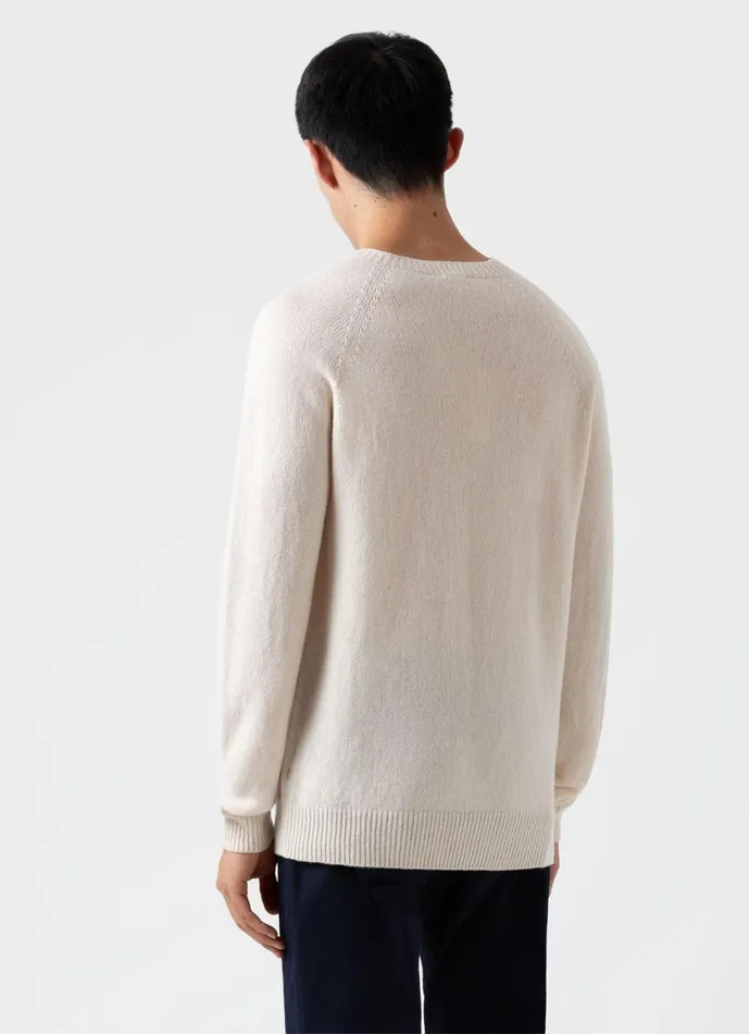 Lambswool Crew Neck Jumper Ecru Men SUNSPEL Knitwear