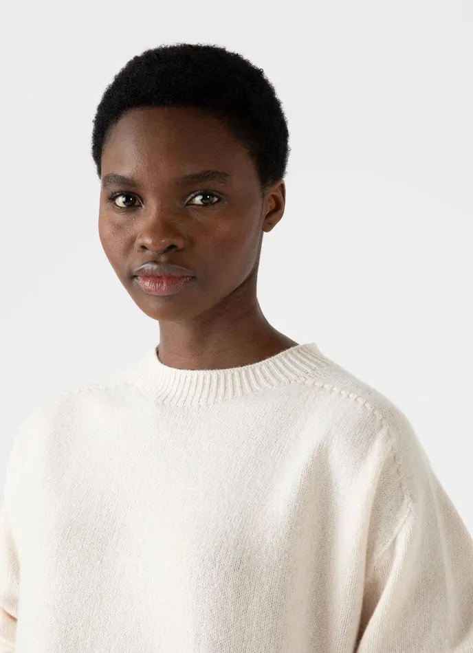 Lambswool Crewneck Jumper Ecru Women SUNSPEL Knitwear